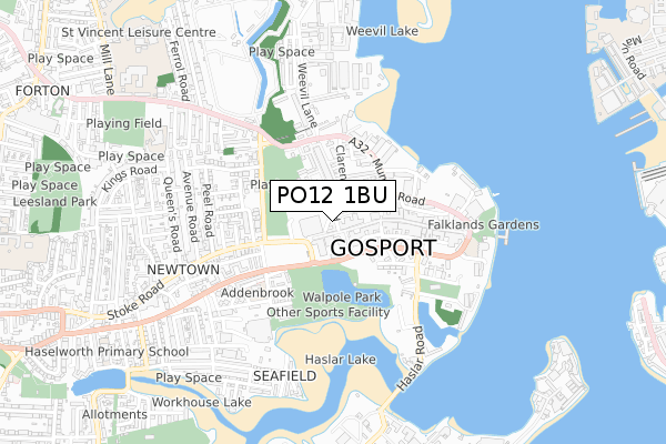 PO12 1BU map - small scale - OS Open Zoomstack (Ordnance Survey)