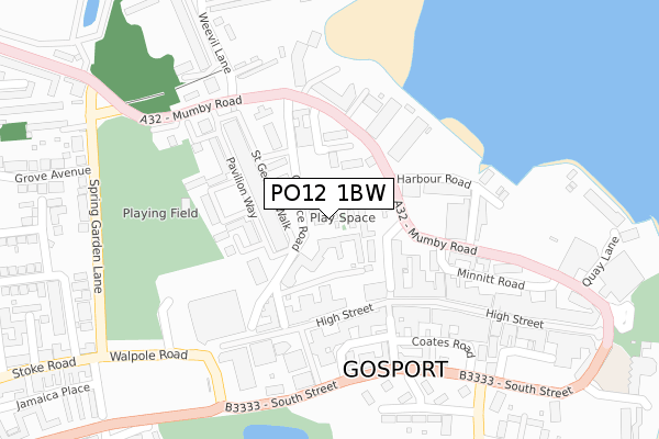 PO12 1BW map - large scale - OS Open Zoomstack (Ordnance Survey)