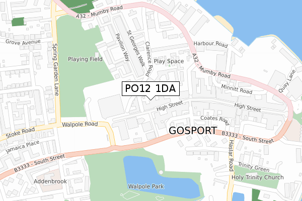 PO12 1DA map - large scale - OS Open Zoomstack (Ordnance Survey)