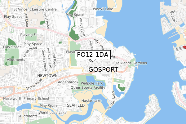 PO12 1DA map - small scale - OS Open Zoomstack (Ordnance Survey)