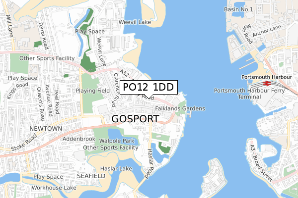 PO12 1DD map - small scale - OS Open Zoomstack (Ordnance Survey)