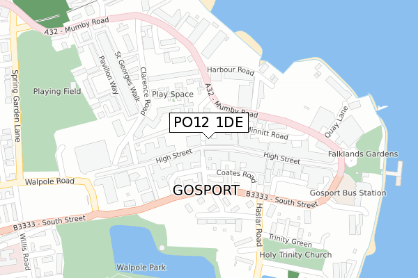 PO12 1DE map - large scale - OS Open Zoomstack (Ordnance Survey)