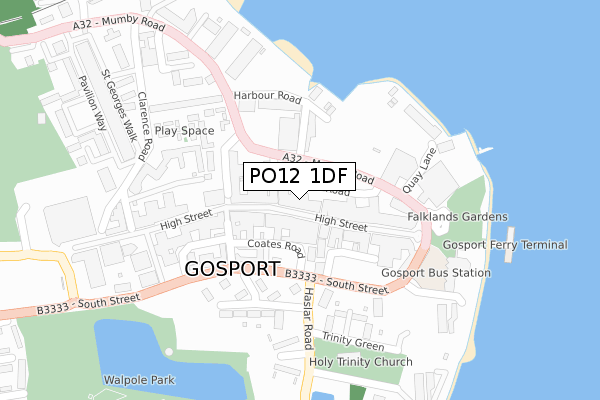 PO12 1DF map - large scale - OS Open Zoomstack (Ordnance Survey)