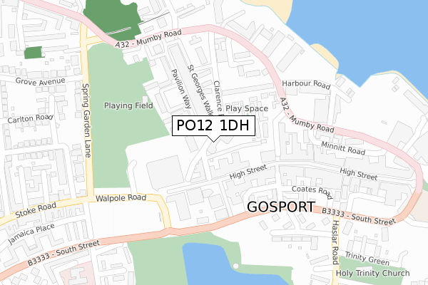 PO12 1DH map - large scale - OS Open Zoomstack (Ordnance Survey)