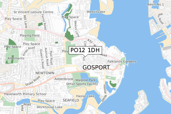 PO12 1DH map - small scale - OS Open Zoomstack (Ordnance Survey)