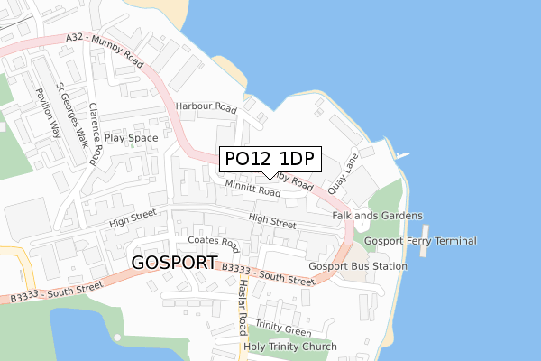 PO12 1DP map - large scale - OS Open Zoomstack (Ordnance Survey)