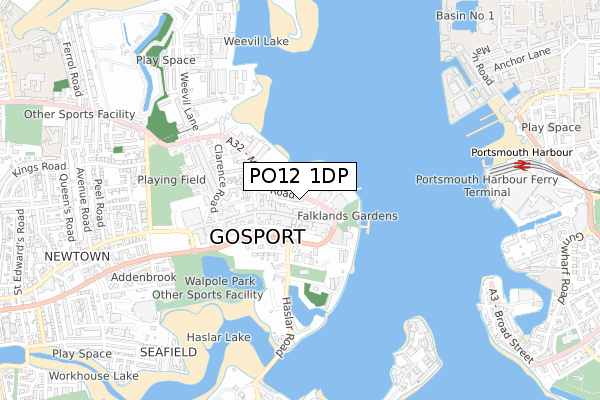 PO12 1DP map - small scale - OS Open Zoomstack (Ordnance Survey)