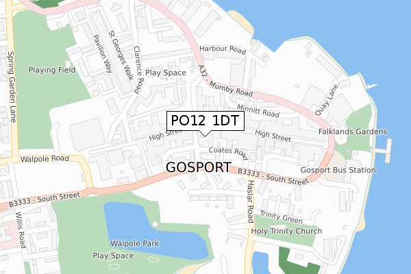 PO12 1DT map - large scale - OS Open Zoomstack (Ordnance Survey)