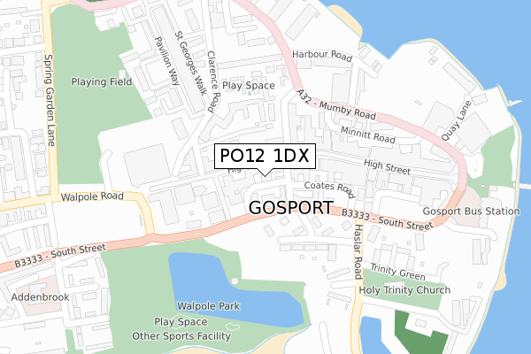 PO12 1DX map - large scale - OS Open Zoomstack (Ordnance Survey)