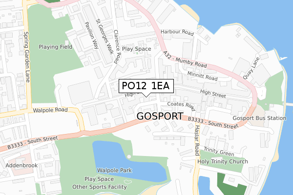 PO12 1EA map - large scale - OS Open Zoomstack (Ordnance Survey)