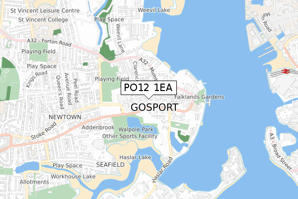 PO12 1EA map - small scale - OS Open Zoomstack (Ordnance Survey)