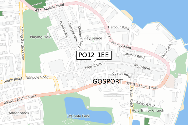 PO12 1EE map - large scale - OS Open Zoomstack (Ordnance Survey)