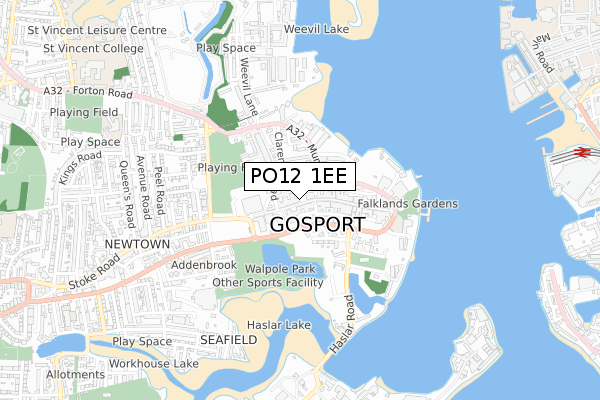 PO12 1EE map - small scale - OS Open Zoomstack (Ordnance Survey)