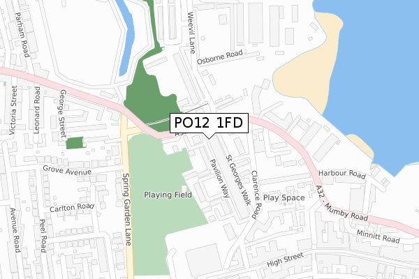 PO12 1FD map - large scale - OS Open Zoomstack (Ordnance Survey)