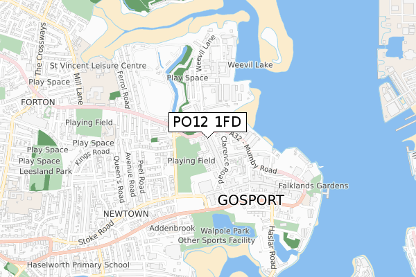 PO12 1FD map - small scale - OS Open Zoomstack (Ordnance Survey)