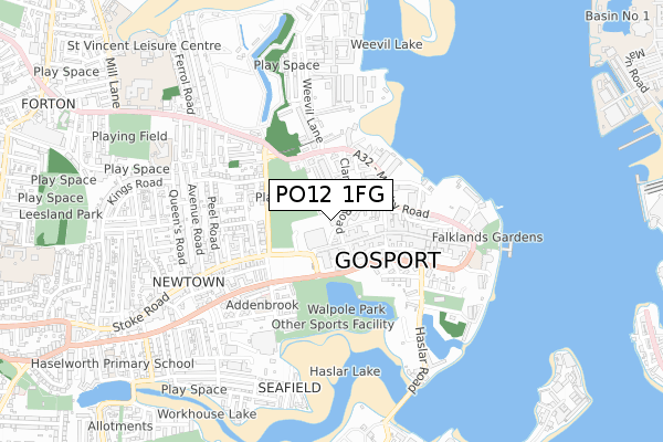 PO12 1FG map - small scale - OS Open Zoomstack (Ordnance Survey)