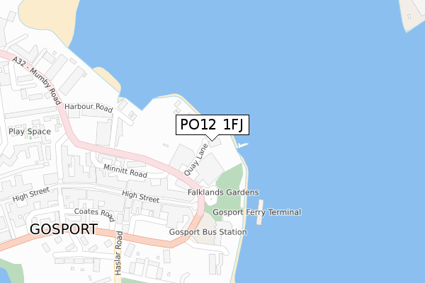 PO12 1FJ map - large scale - OS Open Zoomstack (Ordnance Survey)