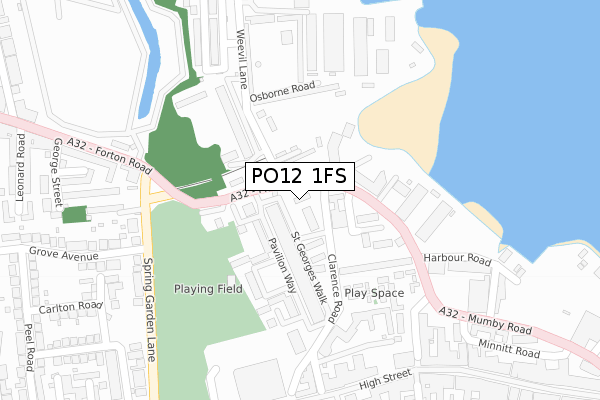 PO12 1FS map - large scale - OS Open Zoomstack (Ordnance Survey)