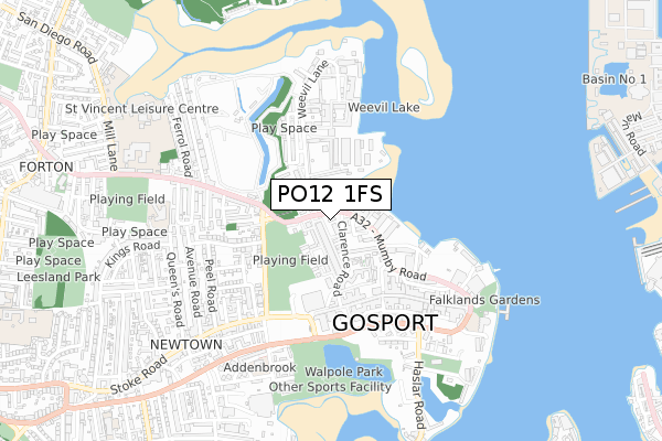 PO12 1FS map - small scale - OS Open Zoomstack (Ordnance Survey)