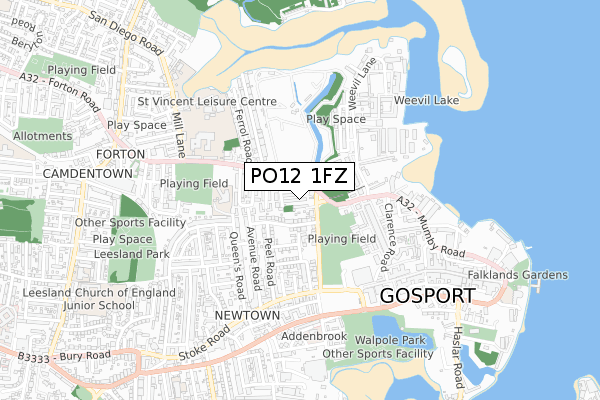 PO12 1FZ map - small scale - OS Open Zoomstack (Ordnance Survey)