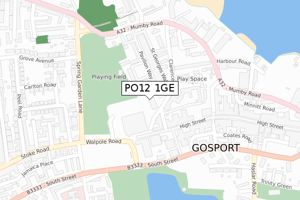 PO12 1GE map - large scale - OS Open Zoomstack (Ordnance Survey)