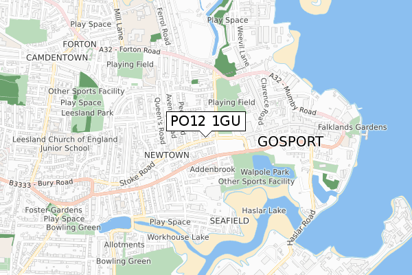 PO12 1GU map - small scale - OS Open Zoomstack (Ordnance Survey)