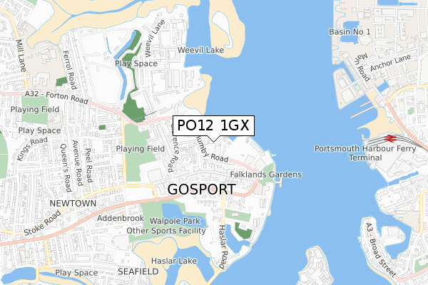 PO12 1GX map - small scale - OS Open Zoomstack (Ordnance Survey)