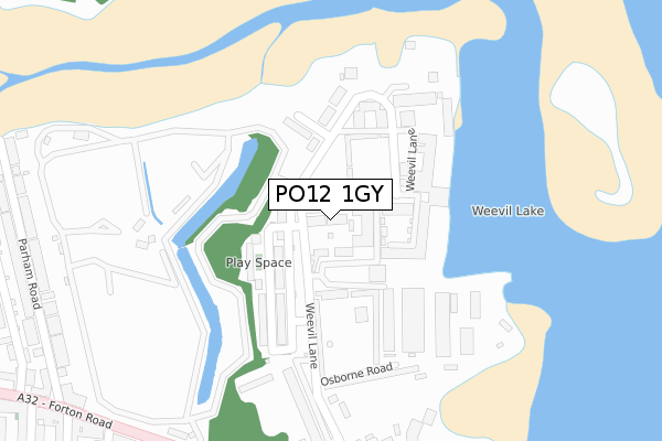 PO12 1GY map - large scale - OS Open Zoomstack (Ordnance Survey)