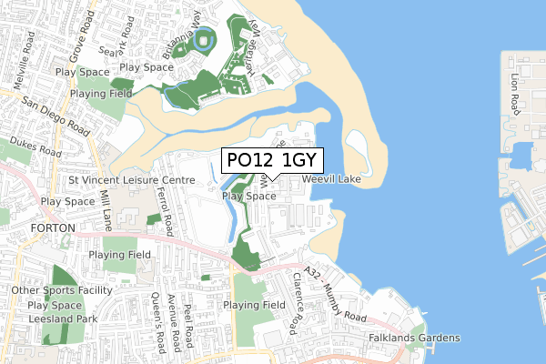 PO12 1GY map - small scale - OS Open Zoomstack (Ordnance Survey)