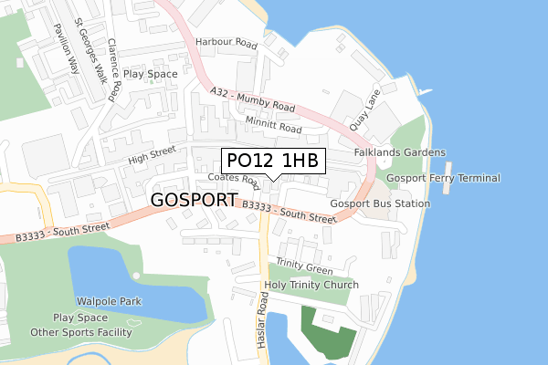 PO12 1HB map - large scale - OS Open Zoomstack (Ordnance Survey)