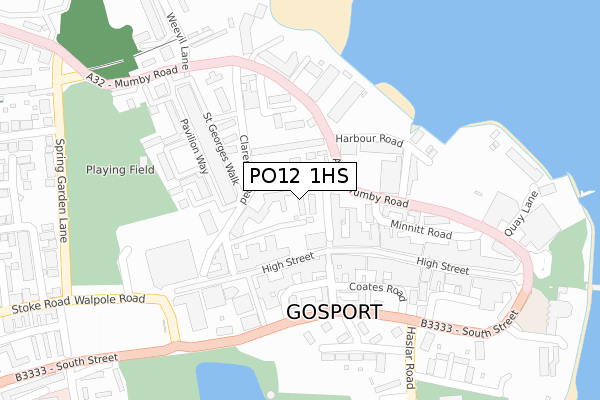 PO12 1HS map - large scale - OS Open Zoomstack (Ordnance Survey)