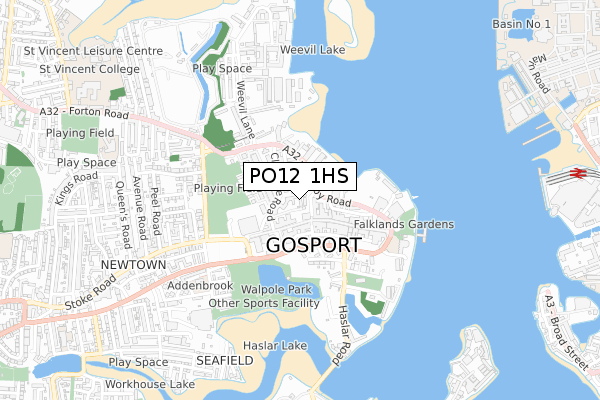 PO12 1HS map - small scale - OS Open Zoomstack (Ordnance Survey)