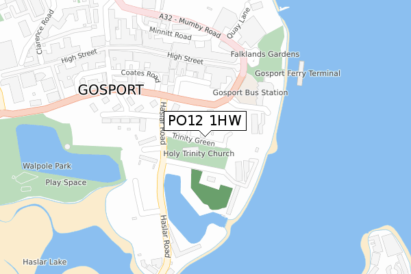 PO12 1HW map - large scale - OS Open Zoomstack (Ordnance Survey)