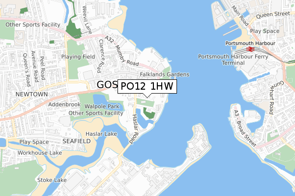 PO12 1HW map - small scale - OS Open Zoomstack (Ordnance Survey)