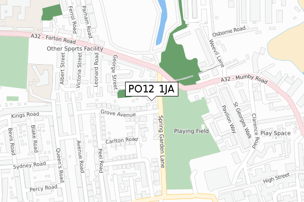 PO12 1JA map - large scale - OS Open Zoomstack (Ordnance Survey)