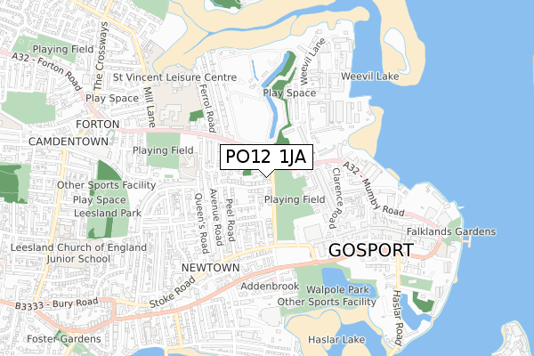 PO12 1JA map - small scale - OS Open Zoomstack (Ordnance Survey)