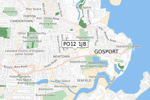 PO12 1JB map - small scale - OS Open Zoomstack (Ordnance Survey)