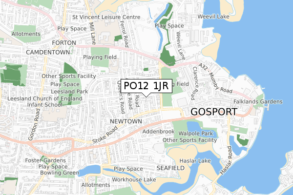 PO12 1JR map - small scale - OS Open Zoomstack (Ordnance Survey)