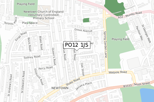 PO12 1JS map - large scale - OS Open Zoomstack (Ordnance Survey)