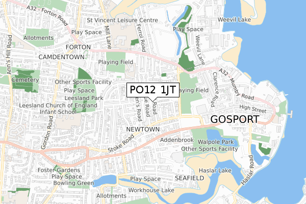 PO12 1JT map - small scale - OS Open Zoomstack (Ordnance Survey)