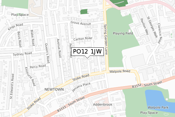 PO12 1JW map - large scale - OS Open Zoomstack (Ordnance Survey)