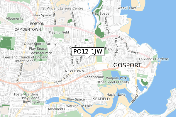 PO12 1JW map - small scale - OS Open Zoomstack (Ordnance Survey)