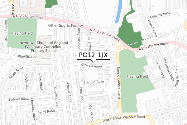 PO12 1JX map - large scale - OS Open Zoomstack (Ordnance Survey)