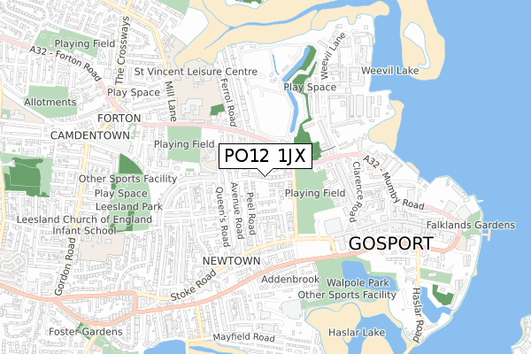 PO12 1JX map - small scale - OS Open Zoomstack (Ordnance Survey)