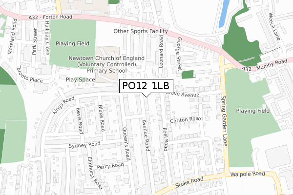 PO12 1LB map - large scale - OS Open Zoomstack (Ordnance Survey)