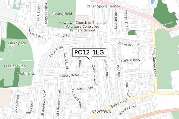 PO12 1LG map - large scale - OS Open Zoomstack (Ordnance Survey)