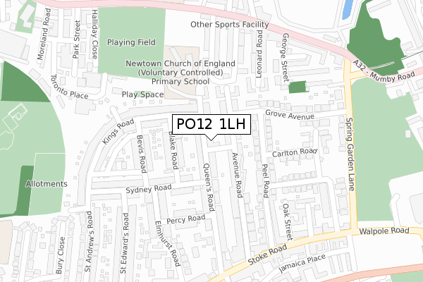 PO12 1LH map - large scale - OS Open Zoomstack (Ordnance Survey)