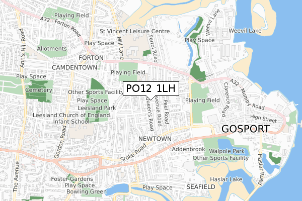 PO12 1LH map - small scale - OS Open Zoomstack (Ordnance Survey)