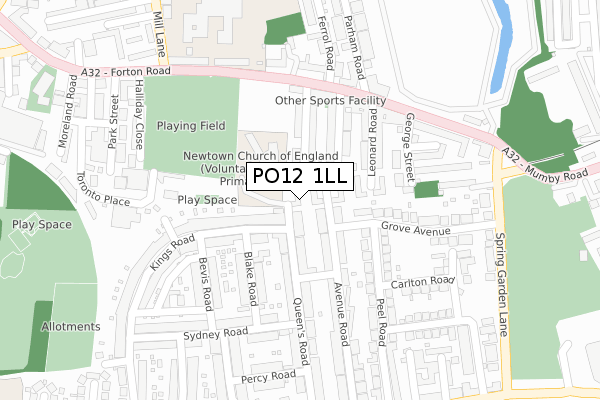 PO12 1LL map - large scale - OS Open Zoomstack (Ordnance Survey)