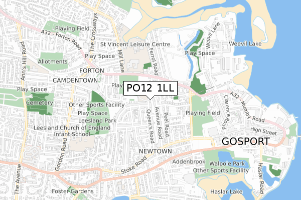 PO12 1LL map - small scale - OS Open Zoomstack (Ordnance Survey)